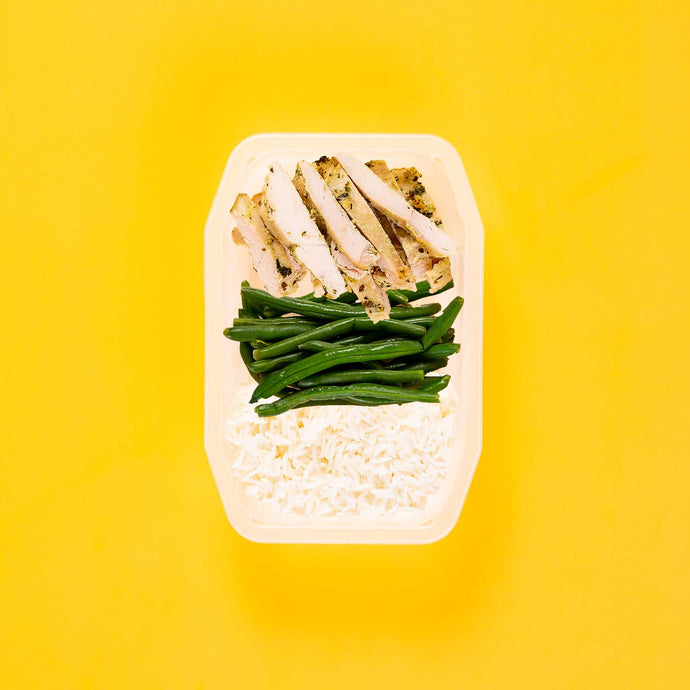 100g Garlic Herb Chicken Breast 100g Green Beans 100g Basmati Rice