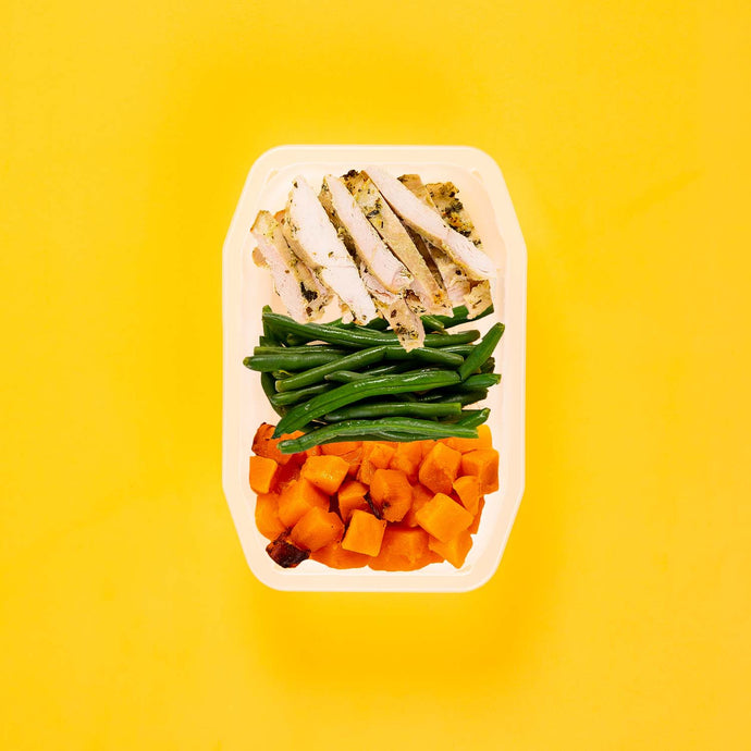 100g Garlic Herb Chicken Breast 150g Green Beans 100g Coconut Pumpkin