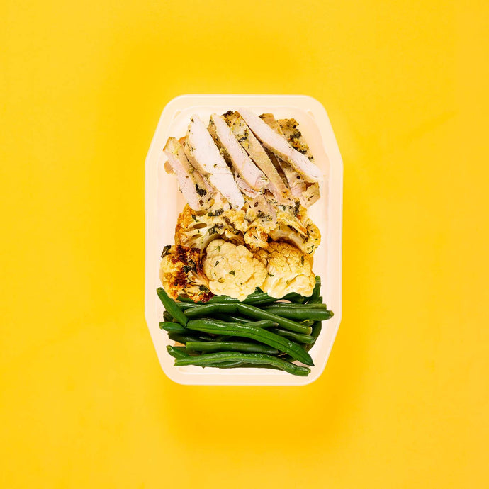 100g Garlic Herb Chicken Breast 100g Parmesan Cauliflower 100g Green Beans
