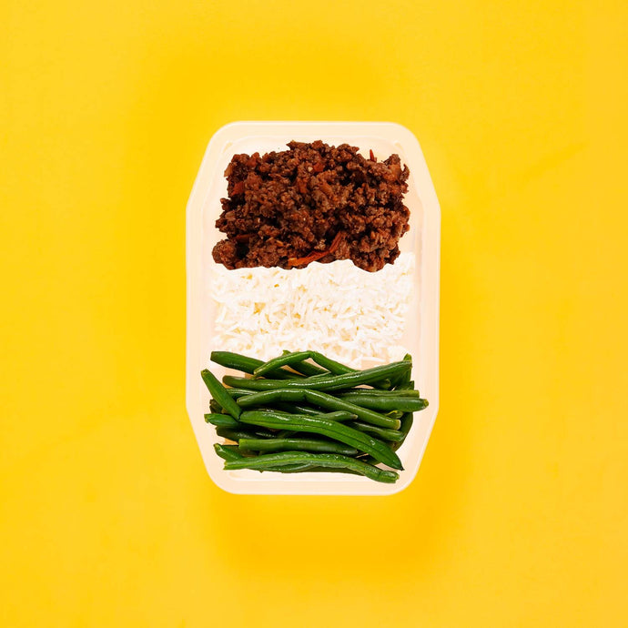 100g Lamb Moussaka 100g Basmati Rice 100g Green Beans