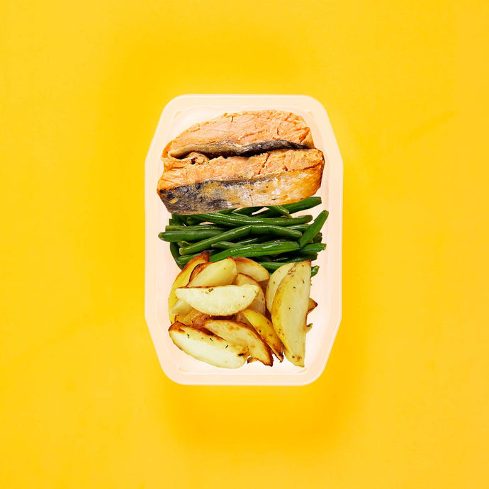 100g Miso Salmon 100g Green Beans 100g Roast Chat Potato