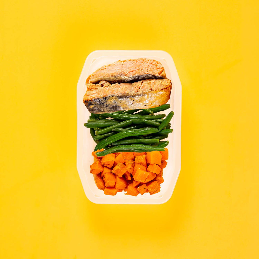 100g Miso Salmon 100g Green Beans 100g Rosemary Baked Sweet Potato