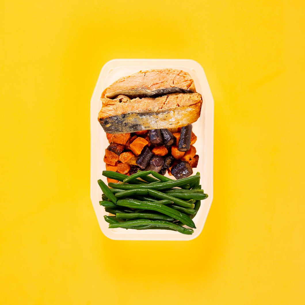 100g Miso Salmon 100g Tri Baked Carrots 100g Green Beans