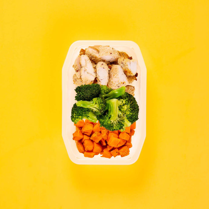 100g Quinoa Chicken Tenders 100g Broccoli 100g Rosemary Baked Sweet Potato