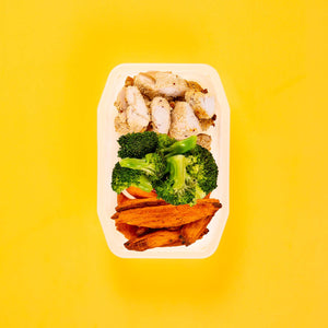 100g Quinoa Chicken Tenders 50g Broccoli 100g Sweet Potato Wedges