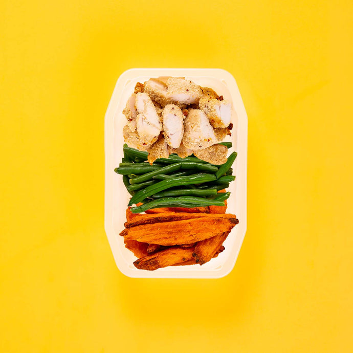 100g Quinoa Chicken Tenders 100g Green Beans 50g Sweet Potato Wedges