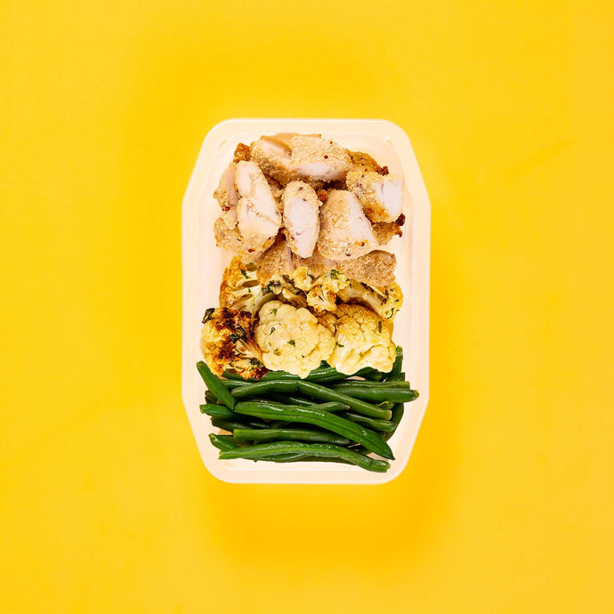 100g Quinoa Chicken Tenders 100g Parmesan Cauliflower 100g Green Beans