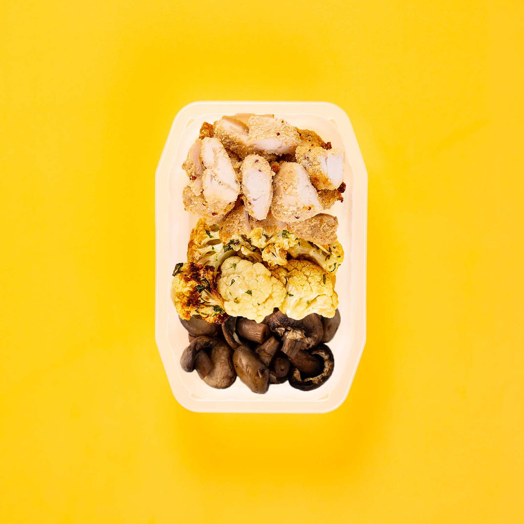 100g Quinoa Chicken Tenders 100g Parmesan Cauliflower 100g Mushrooms