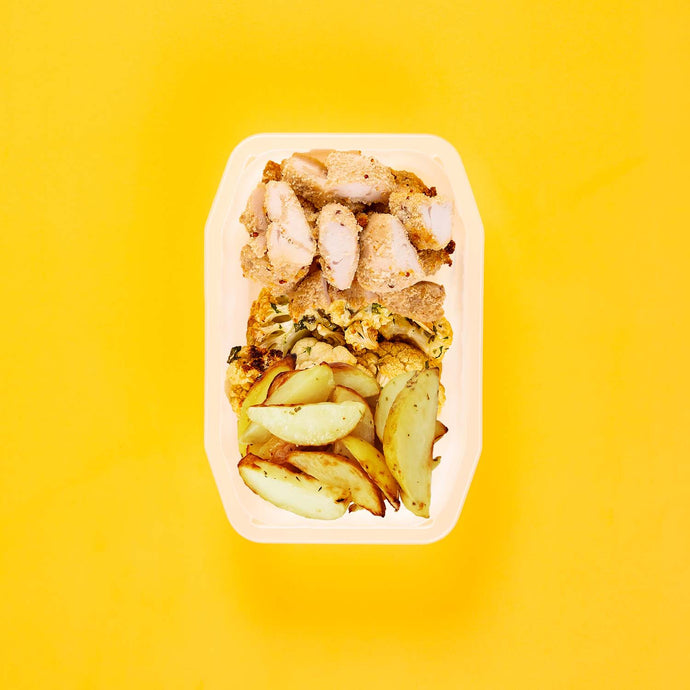 200g Quinoa Chicken Tenders 150g Parmesan Cauliflower 150g Roast Chat Potato