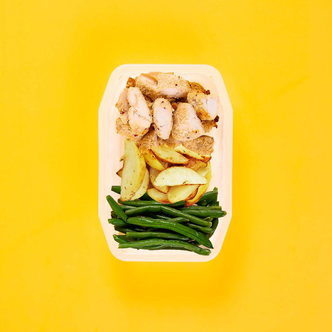 100g Quinoa Chicken Tenders 100g Roast Chat Potato 100g Green Beans