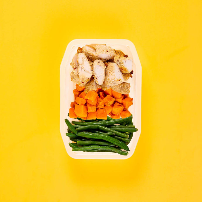 200g Quinoa Chicken Tenders 100g Rosemary Baked Sweet Potato 100g Green Beans