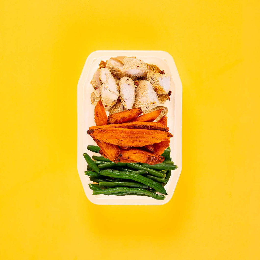 200g Quinoa Chicken Tenders 200g Sweet Potato Wedges 50g Green Beans