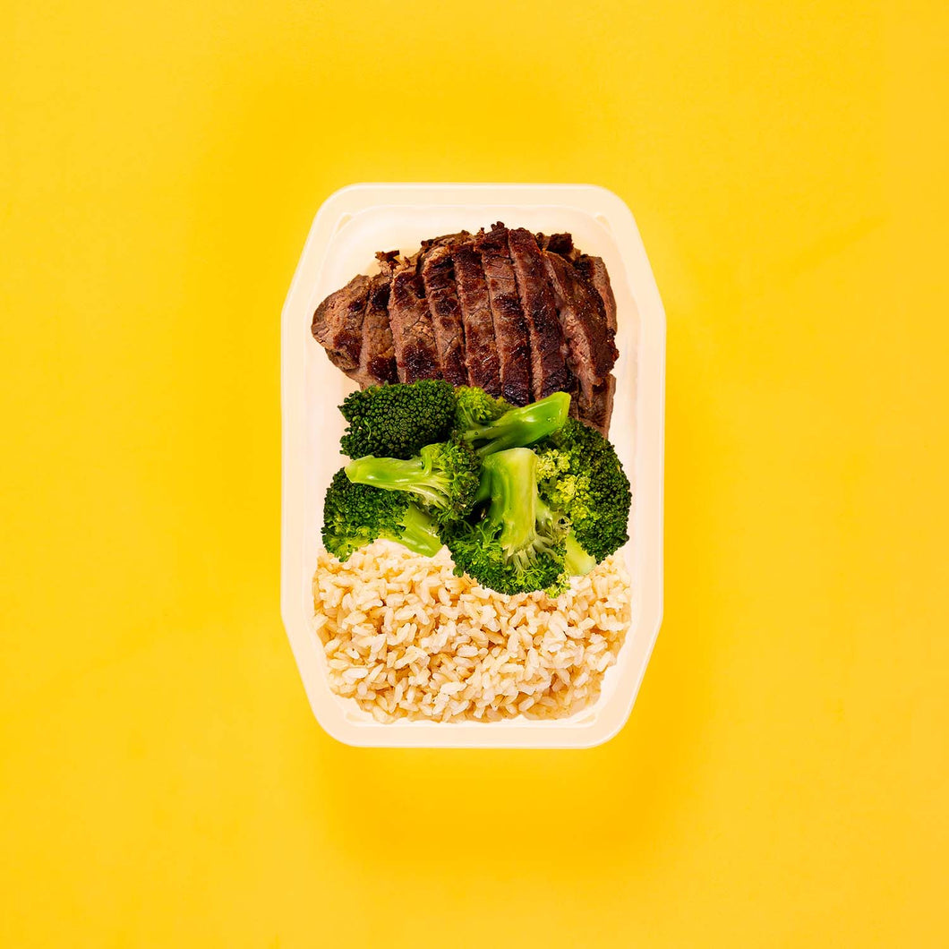 100g Rump Steak 100g Broccoli 50g Brown Rice
