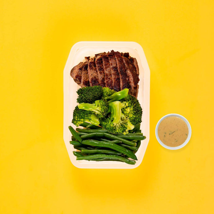 100g Rump Steak 100g Broccoli 100g Green Beans Satay Sauce