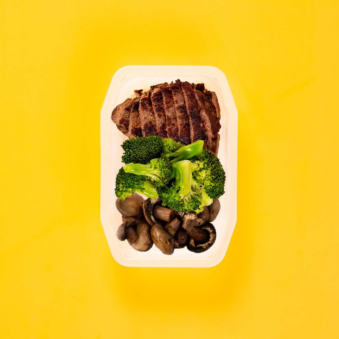 100g Rump Steak 100g Broccoli 100g Mushrooms
