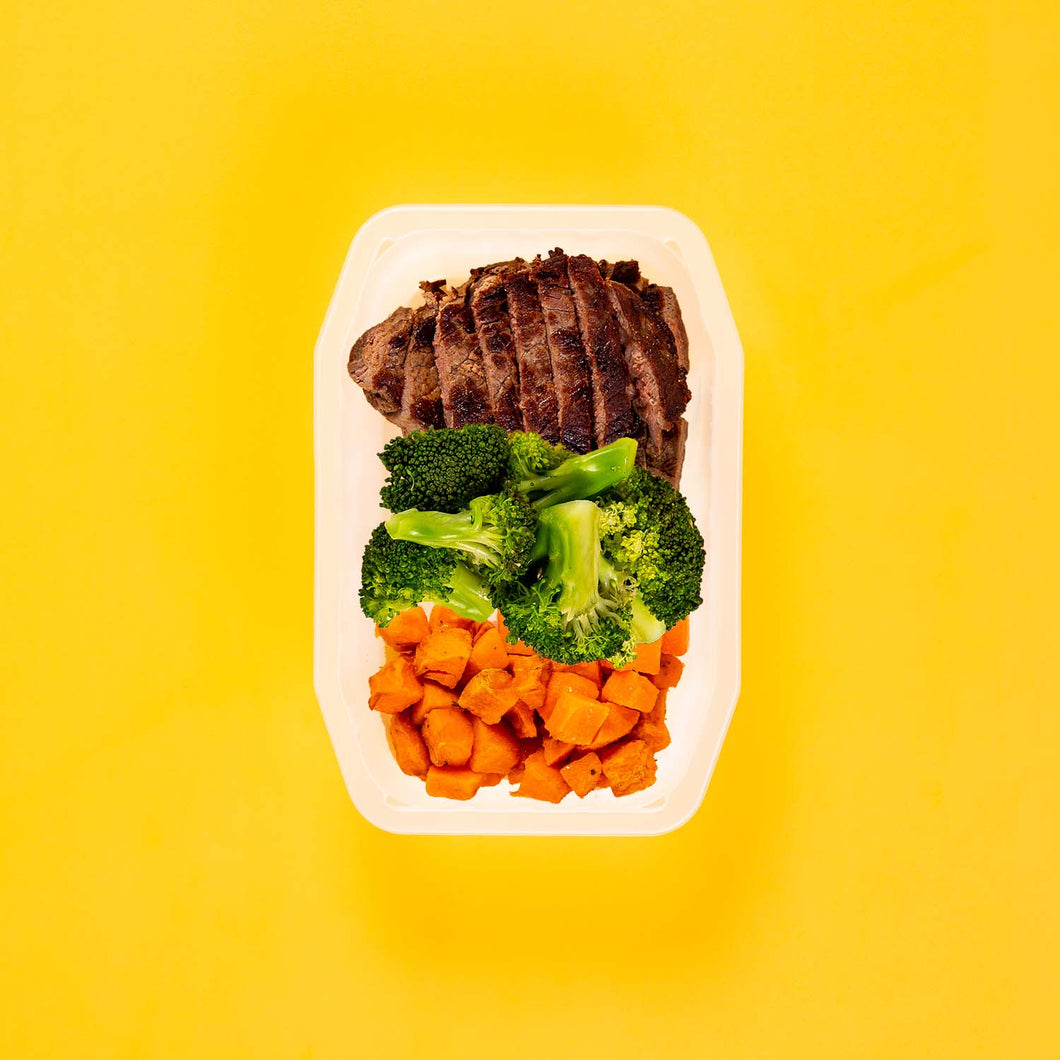 100g Rump Steak 100g Broccoli 100g Rosemary Baked Sweet Potato