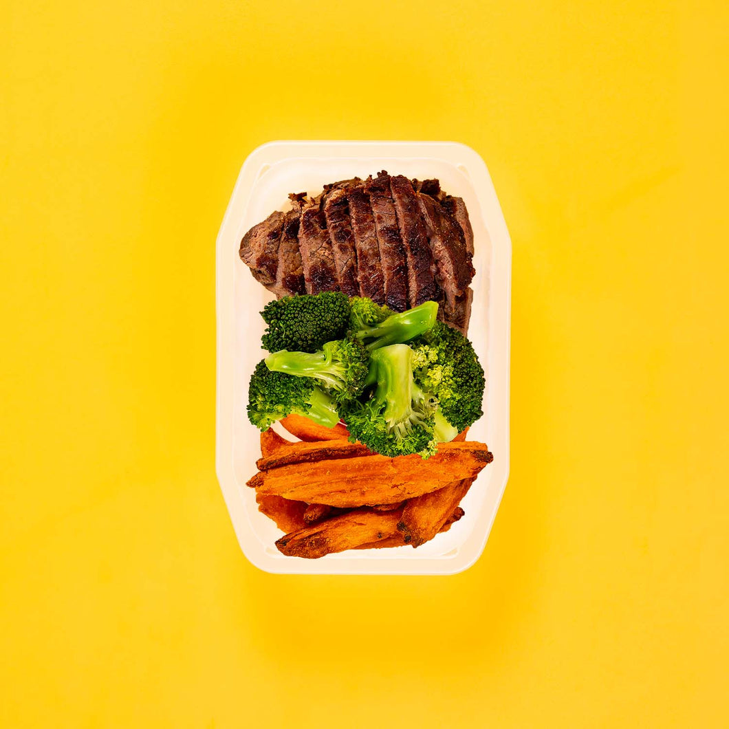 100g Rump Steak 100g Broccoli 100g Sweet Potato Wedges