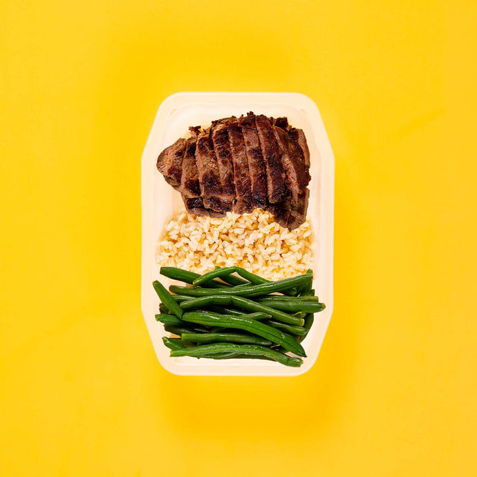 100g Rump Steak 100g Brown Rice 100g Green Beans