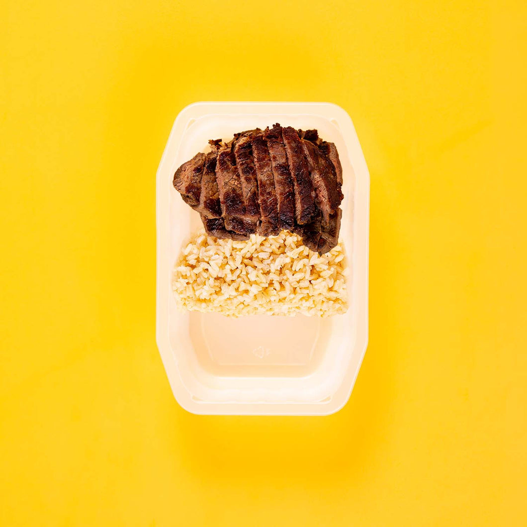 100g Rump Steak 200g Brown Rice 50g No Side