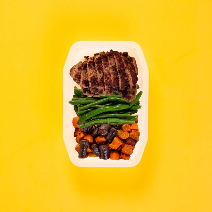 100g Rump Steak 100g Green Beans 100g Tri Baked Carrots