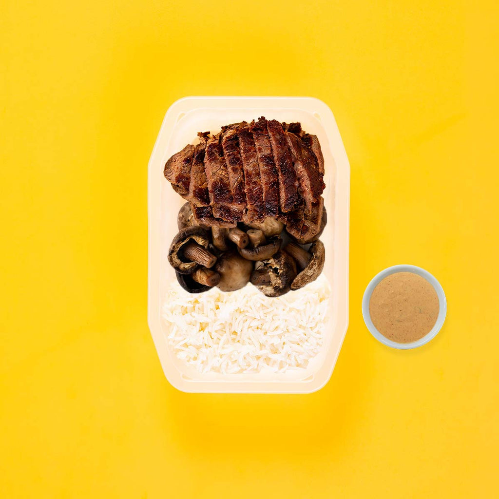200g Beef Rump 100g Mushrooms 100g Basmati Rice Butter Chicken Sauce ...
