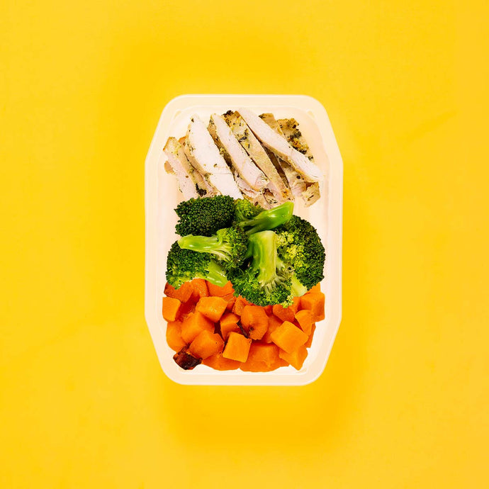 100g Garlic Herb Chicken Breast 100g Broccoli 100g Roast Pumpkin