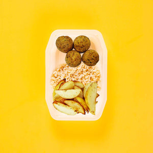 100g Herb Falafel 100g Brown Rice 50g Roast Chat Potato